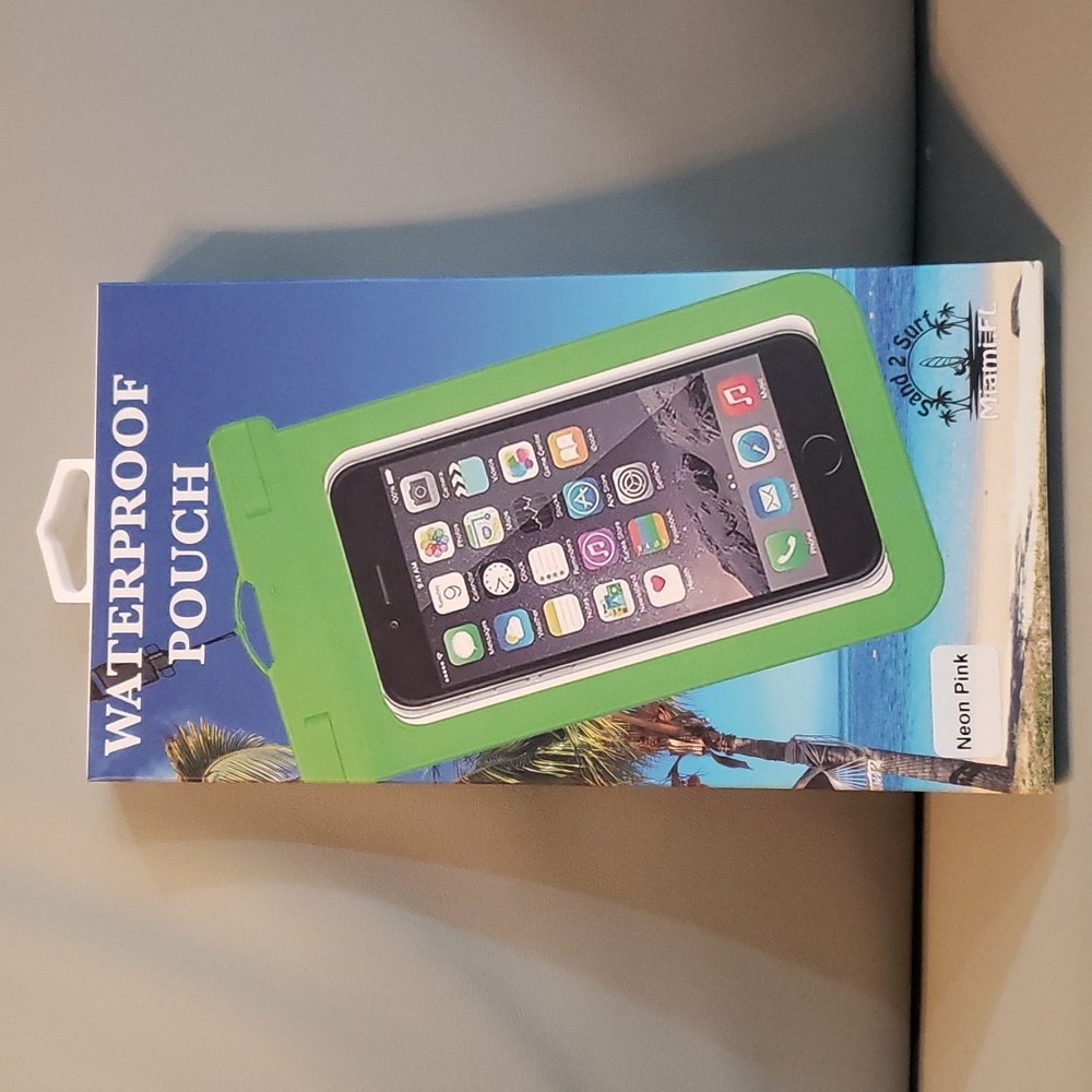 Neon pink waterproof phone pouch NWT